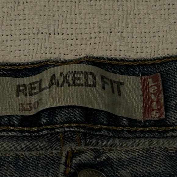 Levis 550 Jeans Mens 36x32 Relaxed Fit Western Cowboy Blue Denim Distressed - Picture 5 of 16